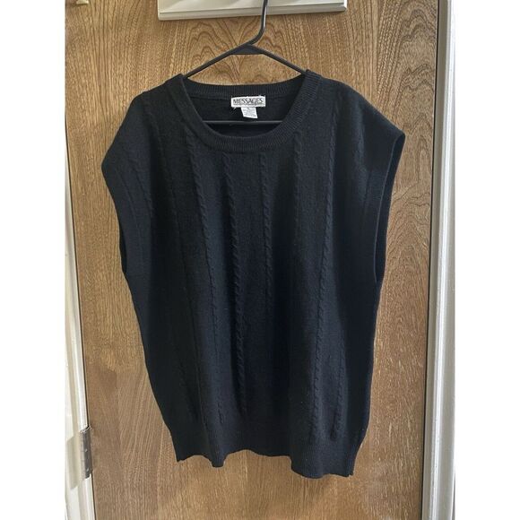 Vintage Messages Lambs Wool Nylon Angora Rabbit Hair Sweater Vest Black Size XL - Picture 1 of 7
